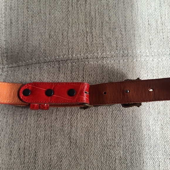 RARE! The Western Boot Red Genuine Alligator Belt with Brass Toad Buckle Sz 30 - Picture 5 of 12
